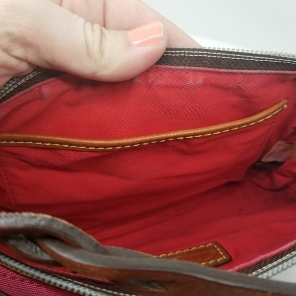 Dooney & Bourke hot pink canvas small purse with brown leather strap - Picture 15 of 15